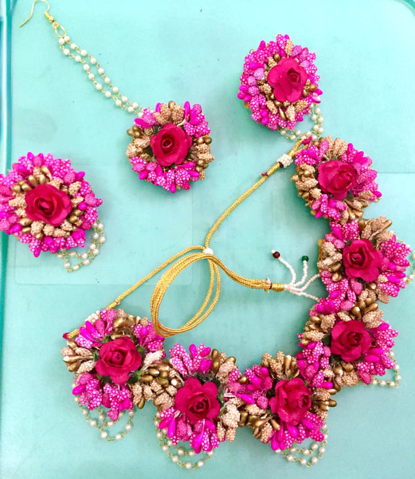 Pink Floral Jewellery for Haldi