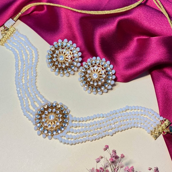 White Beaded Kundan Jadau Set